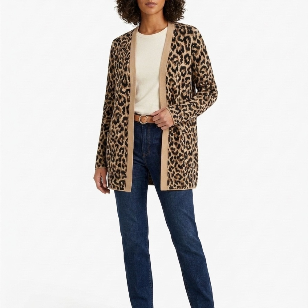 J. Crew Leopard Print Knit Cardigan Sweater